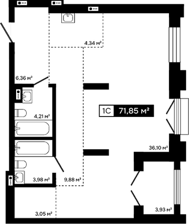 Планировка Студия 67,92, 67,94 м²
