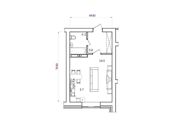 Планировка однокомнатной квартиры 32,2 кв.м