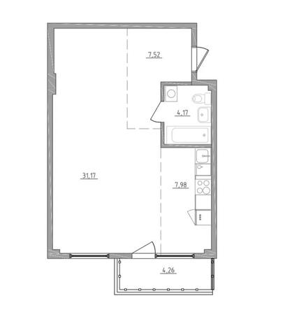 Планировка 2-комн 51,09 м²