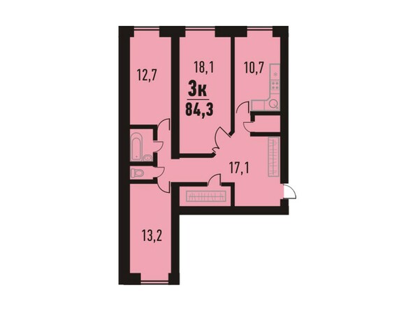 Планировка трёхкомнатной квартиры 84,3 кв.м