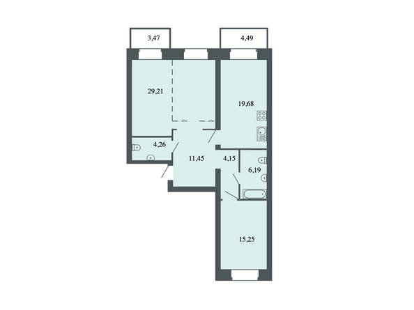 Планировка 2-комн 90,19 м²