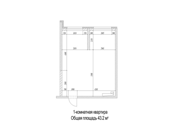 Планировка 1-комн 43,2 м²