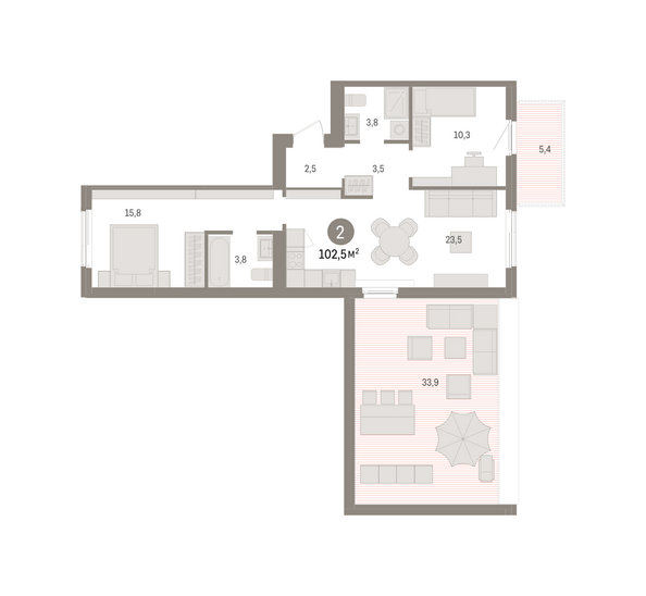 Планировка 2-комн 102,51 м²