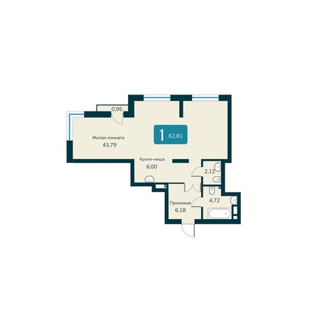 Планировка 2-комн 62,81 - 62,93 м²
