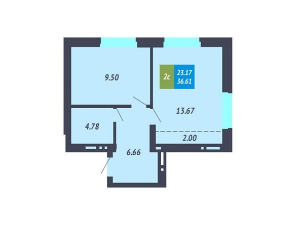 2-комнатная 36,61 кв.м