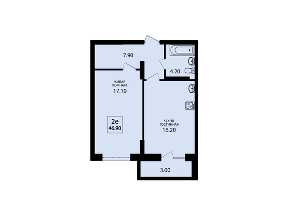 Планировка двухкомнатной квартиры 49,6 кв.м