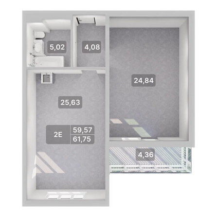 Планировка 2-комн 61,75 м²