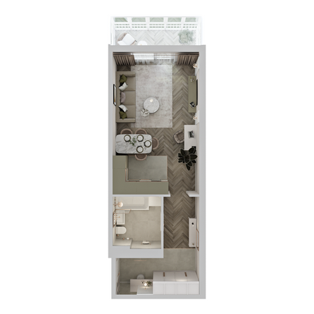 Планировка 1-комн 43,03 м²