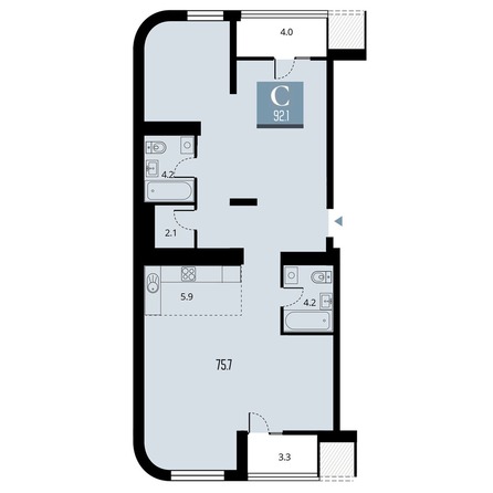 Планировка Студия 92,1 м²