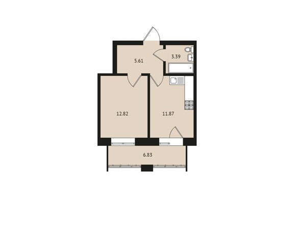 Планировка однокомнатной квартиры 40,52 кв.м