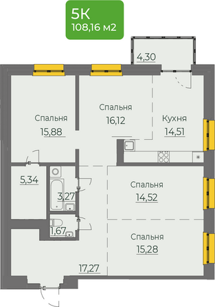 Планировка 4-комн 108,16 м²