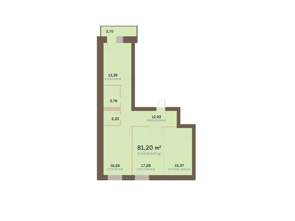 Планировка трехкомнатной квартиры 82,31 кв.м