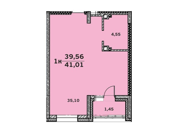 Планировка 1-комнатной квартиры 41,11 кв.м