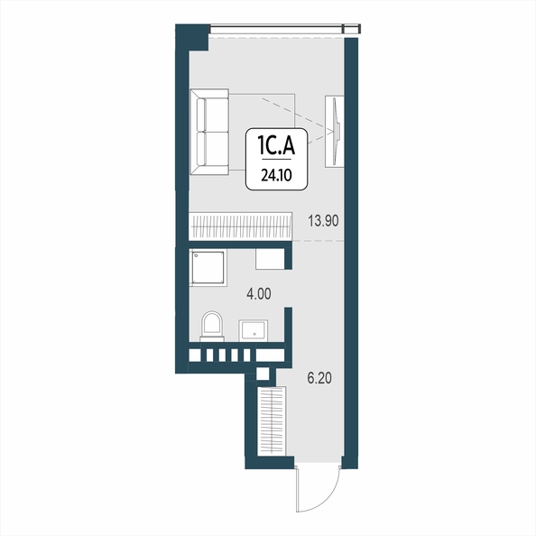 Планировка Студия 24,1 м²