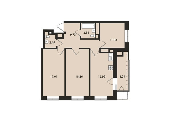 Планировка трехкомнатной квартиры 86,7 кв.м