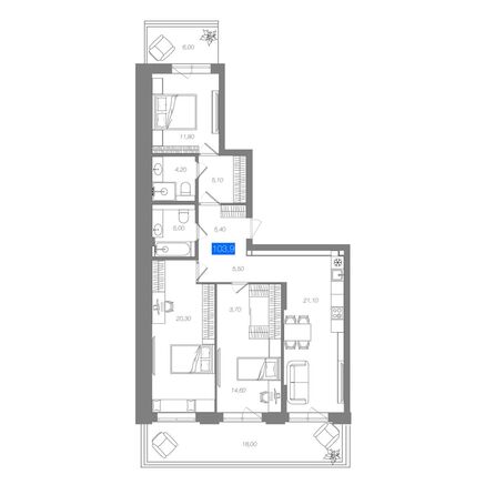 Планировка 3-комн 103,9 м²