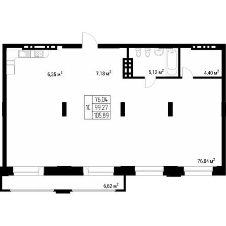 Планировка Студия 100,8 м²