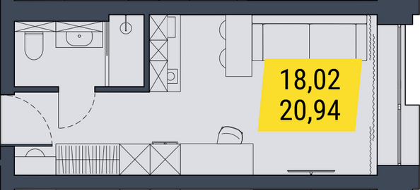 Планировка 1-комн 20,94 м²