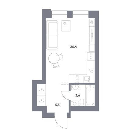 Планировка Студия 29,1 м²