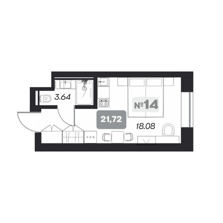 Планировка Студия 21,72 м²