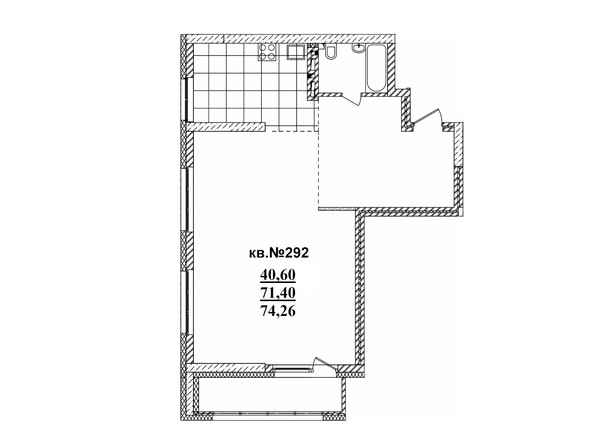 Планировка Студия 74,36 - 74,5 м²