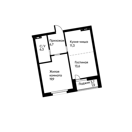 Планировка 2-комн 58,9 м²