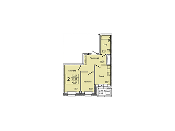Планировка двухкомнатной квартиры 48,3 кв.м
