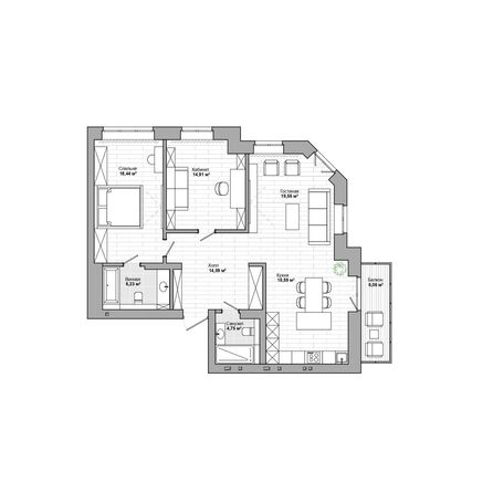 Планировка 3-комн 103,65 м²