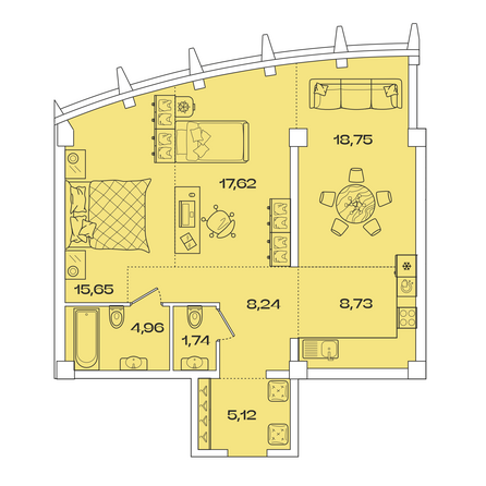 Планировка 2-комн 80,81 м²