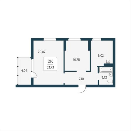 Планировка 2-комн 53,73, 53,74 м²