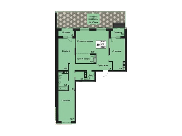 Планировка трехкомнатной квартиры 122 кв.м
