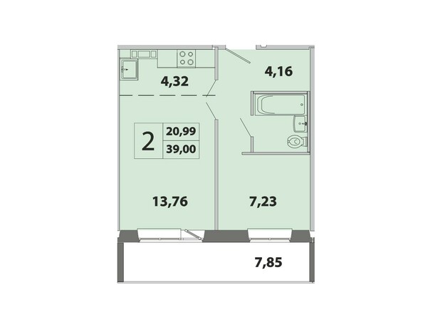 Планировка двухкомнатной квартиры 39 кв.м