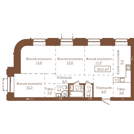 Планировка 4-комн 80,3 м²