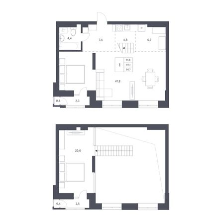 Планировка Студия 85,1 м²