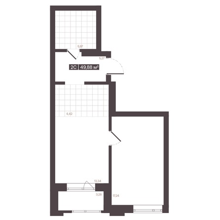 Планировка 2-комн 49,88 м²