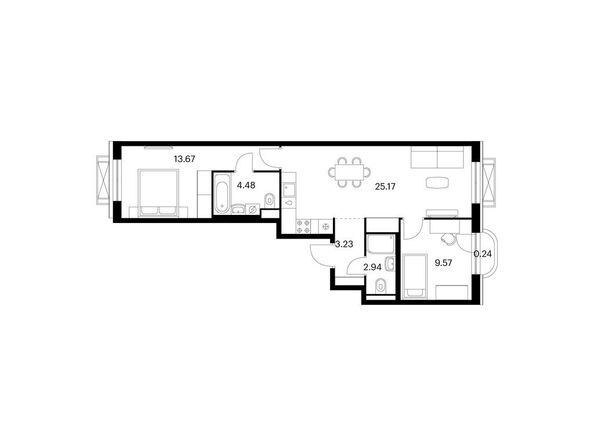 Планировка 2-комн 59,3 м²