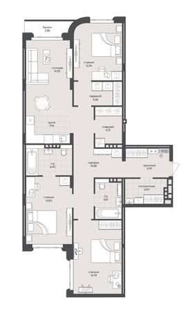 Планировка 3-комн 116,96 м²