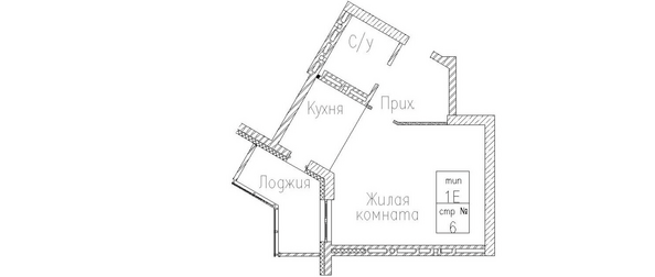 Планировка 1-комн 45,79 м²