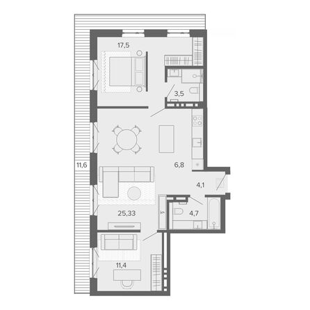 Планировка 3-комн 85,29 м²