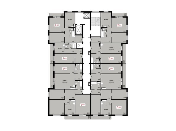 Планировка 2-9 этажей