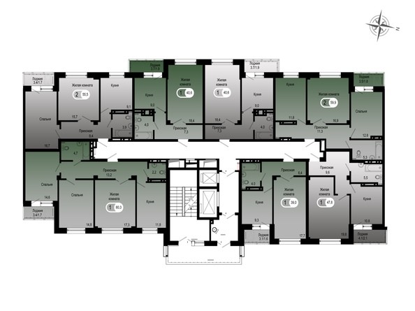 План 3 секция, Типовой этаж этажа