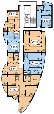 Секция 1, 2-11 этажи