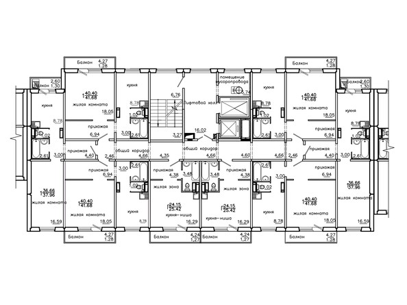 План Типовой этаж, секция 2 этажа