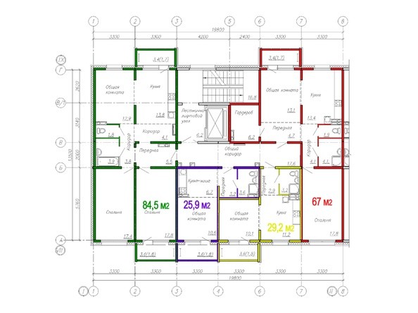 Планировка типового этажа, 6 б/с