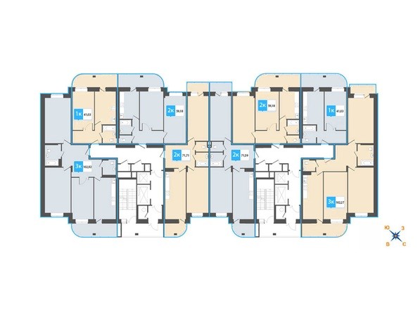 Планировка 4-12 этажей