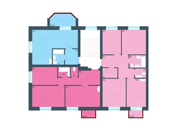 План 2-5 этажи 1 подъезд этажа
