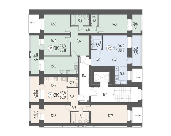 Планировка типового этажа, Секция 3