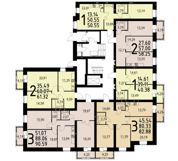 План типового этажа, 16 секция, 1 этаж