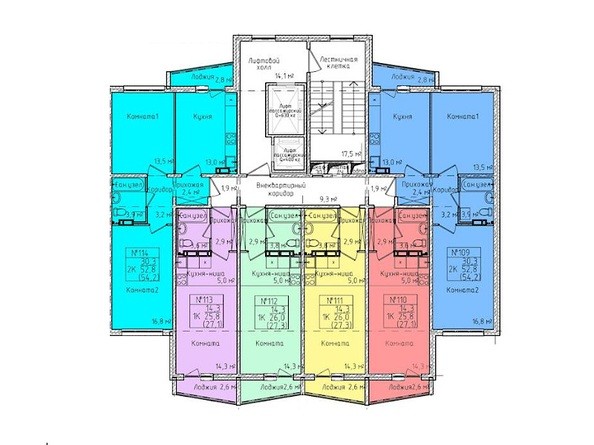 Типовой план этажа 4,5 подъезд
