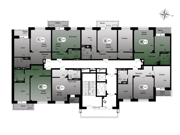 План 2 секция, Типовой этаж этажа